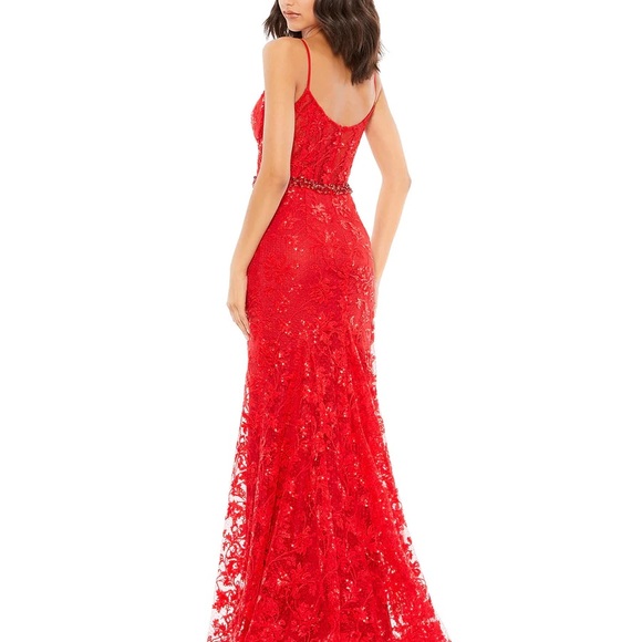 Mac Duggal EMBROIDERED ILLUSION BODICE SLEEVELESS TRUMPET GOWN - Picture 2 of 7